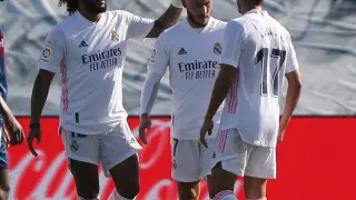 Imagen del choque entre el Real Madrid y el Huesca en el Alfredo Di Stéfano.