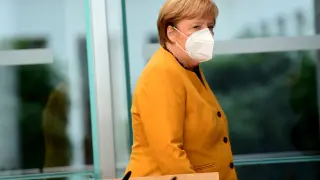 Presser Chancellor Merkel after a meeting of the Corona Cabinet