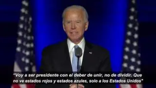 Joe Biden se ha proclamado, por fin, presidente de Estados Unidos. Cuatro noches después de concluir la jornada electoral, Biden se ha dirigido a los estadounidenses con un discurso de unidad. Quiere "cerrar heridas" y recuperar "el alma de los Estados Unidos".