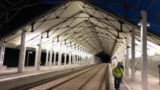Prueba de luz para la nueva estación de Canfranc, que podría inaugurarse en diciembre.
