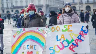 Protest against schools closure and online learning, in Turin
