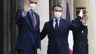 Macron y Sánchez en la reunión de este jueves