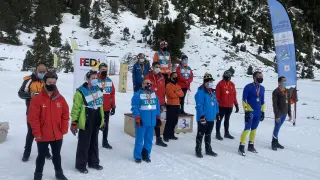Podio de los mejores en el Campeonato de España de esquí nórdico de personas con diversidad funcional.