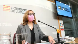 La consejera de Presidencia, Mayte Pérez, este miércoles tras el Consejo de Gobierno