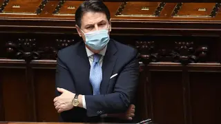 El primer ministro de Italia, Giuseppe Conte, durante la sesión en la Cámara de Diputados.