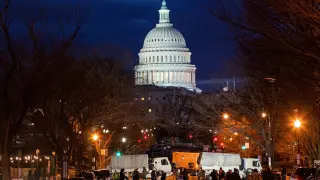 Members of the media are seen near the Capitol ahead of U.S. President-elect Biden's inauguration in Washington