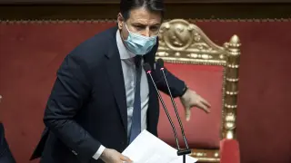 Giuseppe Conte, este martes, en el senado italiano.