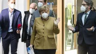 La canciller alemana, Angela Merkel, este jueves en Berlín.
