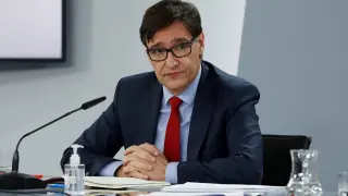 Salvador Illa en su última rueda de prensa como ministro de Sanidad