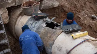 Reparación de la tubería a Utebo, Casetas y Garrapinillos en enero de 2019.