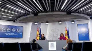 Montero y Calvo en la rueda de prensa posterior al Consejo de Ministros