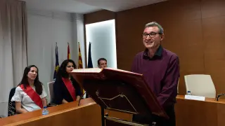 El alcalde de IU de María de Huerva, Tomás Díaz, el día de su toma de posesión el 15 de junio de 2019
