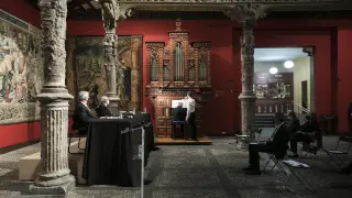 González Uriol, durante el concierto de órgano que ha ofrecido este miércoles en el Patio de la Infanta.