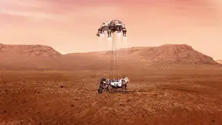 Perseverance rover is shown to be lowered to Martian surface by jet-powered sky SPACE-EXPLORATION/MARS