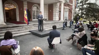 Pedro Sánchez, en rueda de prensa desde La Moncloa