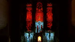 El 'videomapping' del retablo de Torreciudad.