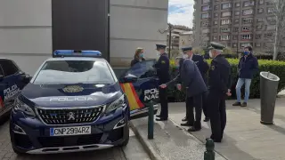 Presentación La Policía Nacional ha presentado ante la delegada del Gobierno en Aragón, Pilar Alegría, su nueva flota de vehículos híbridos enchufables