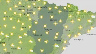 Mapa del tiempo para el domingo 28 de marzo en Aragón