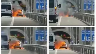Incendio de un vehículo en el Monrepós