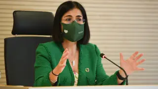 La ministra de Sanidad, Carolina Darias, este lunes en Valencia.