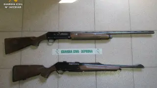 Armas decomisadas a los detenidos en Uncastillo.