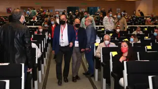 Daniel Alastuey y Javier Lambán, al inicio del VIII congreso de UGT Aragón.