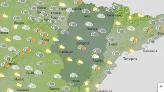 Avisos amarillos por lluvias y tormentas en varias zonas de Aragón este jueves