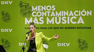 La artista India Martínez durante la presentación del proyecto ‘Canciones para los que no quieren escuchar’ ayer en Madrid.