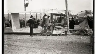 Accidente del aviador Gaudart en el aeródormo de Valdespartera, en la primavera de 1910.
