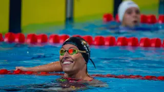 Teresa Perales, sonriente en la piscina de Funchal.