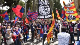 La afición, fiel junto a la SD Huesca