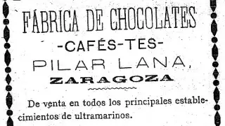 Un tarjetón publicitario de los chocolates de Pilar Lana.