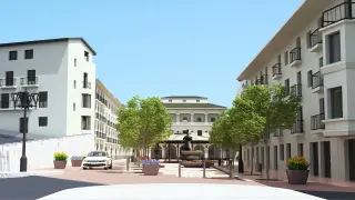 Vistas en 3D de la futura reurbanización de la plaza España de Fraga.