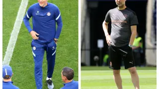 Thomas Tuchel (Chelsea)  y Pep Guardiola (Manchester City), en el estadio de Oporto