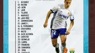 Lista de 21 convocados del Real Zaragoza para el partido final de liga ante el Leganés.