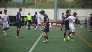 Imagen del final del partido entre el Huesca y el Mallorca.