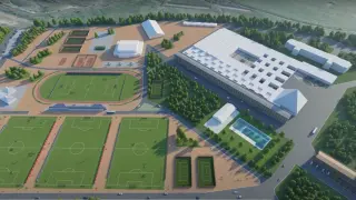 Recreación del futuro complejo de la Base Aragonesa de Fútbol.