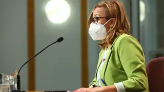 Mayte Pérez, este miércoles tras el Consejo de Gobierno