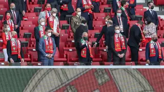El Rey junto al presidente de Portugal en el estadio Wanda Metropolitano