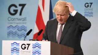 Boris Johnson, durante la rueda de prensa tras la cumbre del G-7.