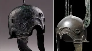 A la izquierda, el casco falso, devuelto el año pasado. A la derecha, uno de los 'auténticos', en el que se han observado postizos.