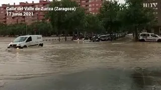 Primeras imágenes de las calles tras el paso de la tormenta en Zaragoza