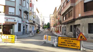 Obras en la calle Santiago Lapuente de Zaragoza
