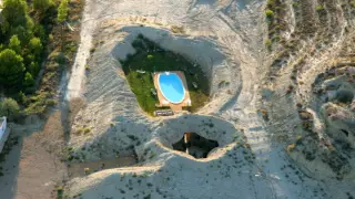 Vista aérea del hotel cueva de Tardienta-Monegros