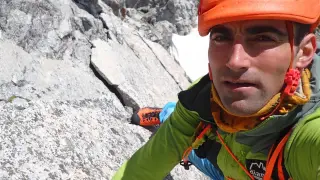 Jonatan García, durante su último reto en el Pirineo.
