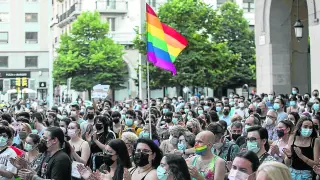 Concentración celebrada el pasado lunes en la plaza de España de la capital aragonesa