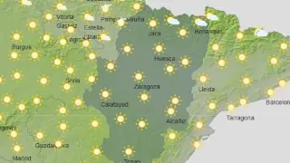 Mapa de Aragón con la previsión del tiempo