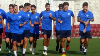 Lluís Sastre, en el primer entrenamiento del Huesca B.