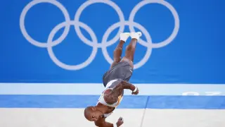 Tokyo 2020 Olympics - Gymnastics - Artistic - Mens Floor Exercise - Final - Ariake Gymnastics Centre, Tokyo, Japan - August 1, 2021.  Rayderley Zapata of Spain in action during the floor exercise. REUTERS/Lindsey Wasson[[[REUTERS VOCENTO]]] OLYMPICS-2020-GAR/M-1APFX-FNL