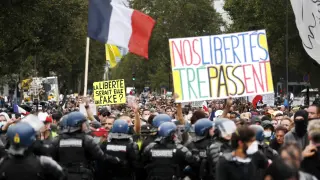 Protest against vaccine pass in Paris